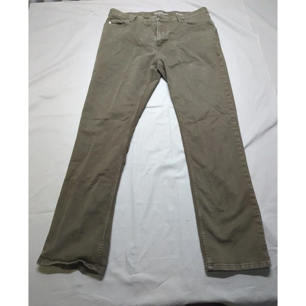 Banana Republic Traveler Pants Mens 36x32 Slim Fit Olive Khaki Stretch Chino